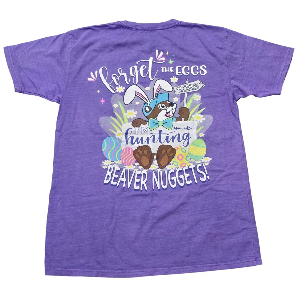 Buc-ee's 2025 Easter Beaver Nuggets Purple Short Sleeve T-Shirt